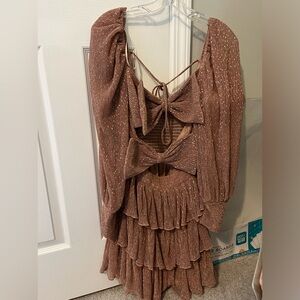 I Just Have to Have It Long Sleeve Pleated Bow Dress